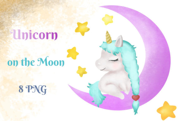 Baby Unicorn on the Moon, Cute Animals