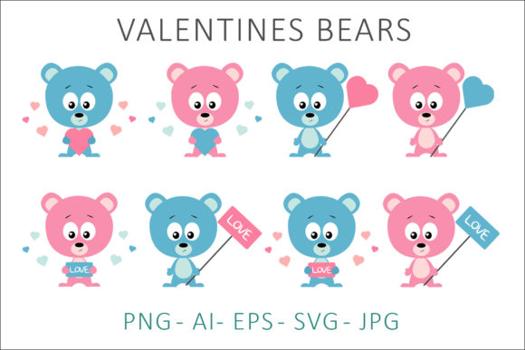 Bear Valentine Vector Illustration SVG