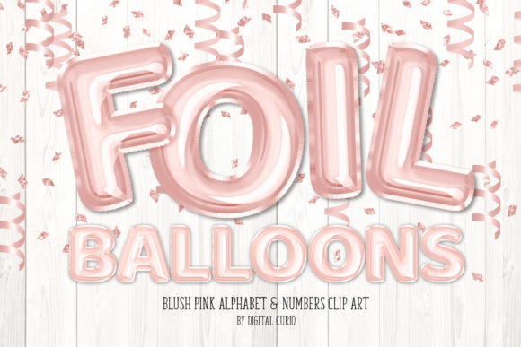 Blush Pink Foil Balloon Alphabet Clipart