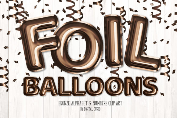 Bronze Foil Balloon Alphabet Clipart: A Versatile Digital Design Resource