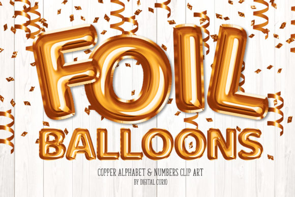 Copper Foil Balloon Alphabet Clipart