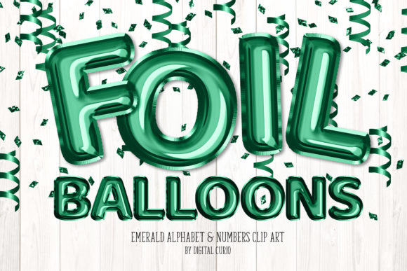 Emerald Foil Balloon Alphabet Clipart: A Versatile Digital Design Resource