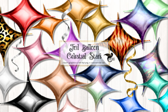 Foil Balloon Celestial Stars Clipart
