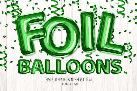 Green Foil Balloon Alphabet Clipart: A Versatile Digital Design Tool