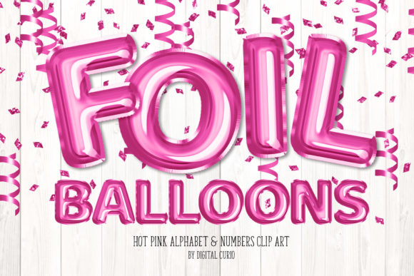 Hot Pink Foil Balloon Alphabet Clipart