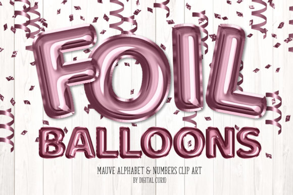 Mauve Foil Balloon Alphabet Clipart