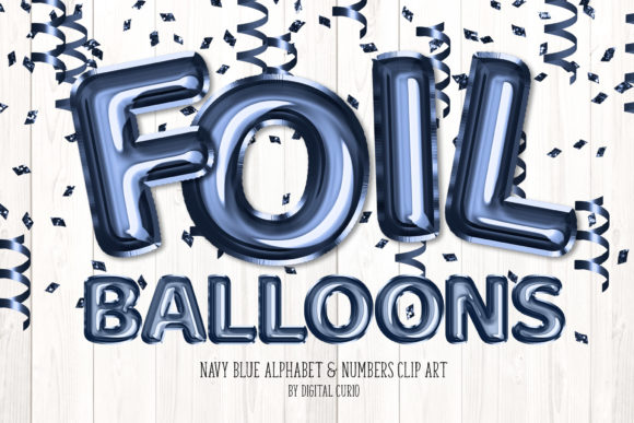 Navy Blue Foil Balloon Alphabet Clipart: A Versatile Design Tool for Modern Creatives
