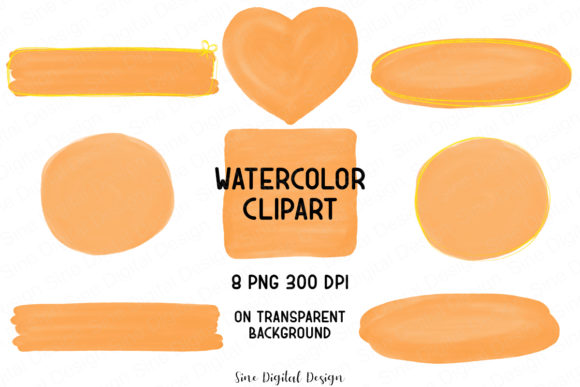 Orange Watercolor Clipart Bundle