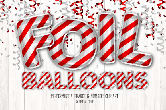 Peppermint Foil Balloon Alphabet Clipart