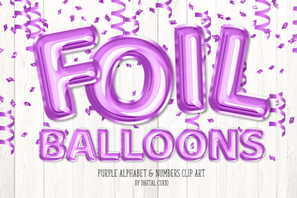 Purple Foil Balloon Alphabet Clipart: A Versatile Digital Design Resource