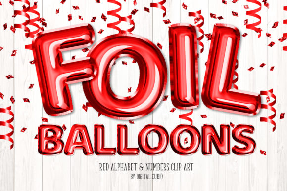 Red Foil Balloon Alphabet Clipart