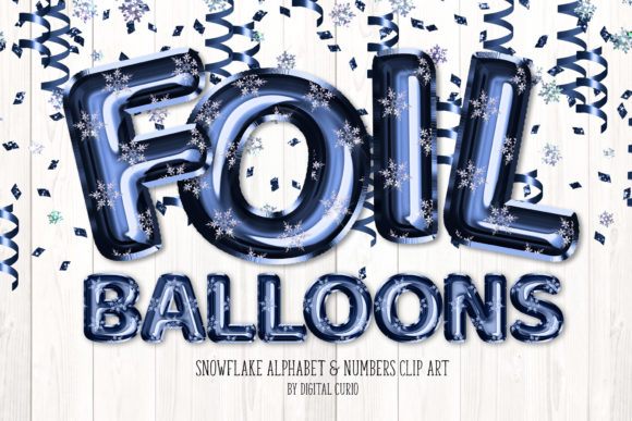 Snowflake Foil Balloon Alphabet Clipart: A Versatile Design Tool for Creative Projects