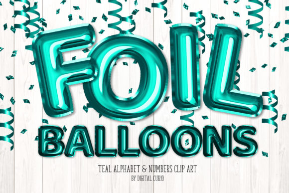 Teal Foil Balloon Alphabet Clipart