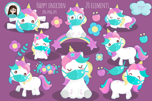 Unicorn with Mask: Creative Digital Asset