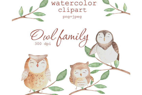 Watercolor Cute Owl Family Clipart: A Versatile Creative Resource