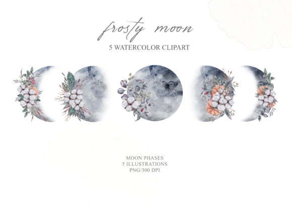 Watercolor Floral Moon Phase Clipart: A Versatile Design Resource