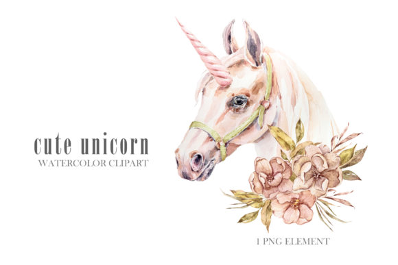 Watercolor Floral Unicorn Clipart: A Versatile Design Element for Creative Projects