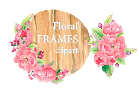 Watercolor Pink Flowers Frame Clipart for Creative Design Projects