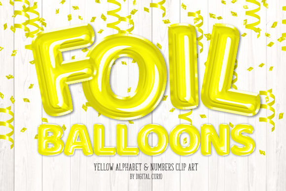 Yellow Foil Balloon Alphabet Clipart
